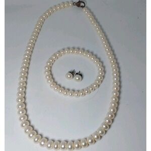 Honora Freshwater Pearl Jewelry Set Necklace Earrings Bracelet Original Box